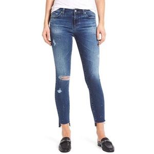 AG Adriano Goldschmied Distressed Paint Splatter Jeans, Size: 26